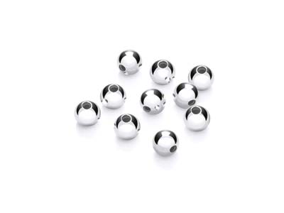 Argentium 960 Silver Beads Plain   Round 5mm Pack of 10 2 Hole Bead - Standard Image - 2