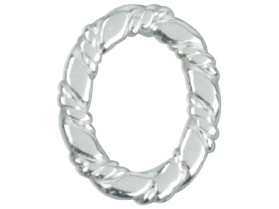 Sterling Silver 10mm Oval Spacers  Pack of 6, Oval Flat Twist Ring