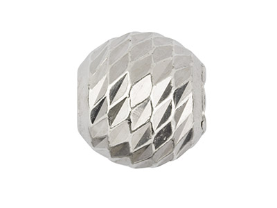 Sterling Silver Diamond Faceted    Round Bead 4mm