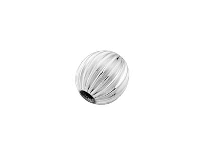 Sterling Silver Corrugated Round   6mm 2 Hole Beads Pack of 5 - Standard Image - 1