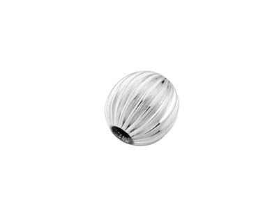 Sterling Silver Corrugated Round   8mm 2 Hole Beads Pack of 5 - Standard Image - 1