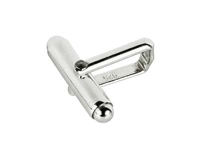 Sterling Silver Assembled Cufflink Fitting Round Bar With U Arm Plain - Standard Image - 1