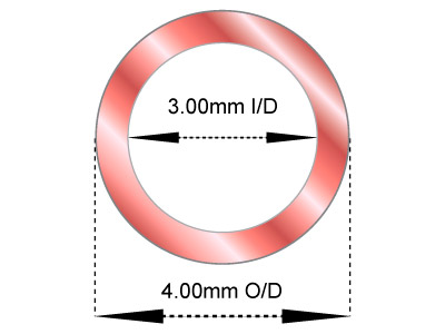 9ct Red Gold Tube, Ref 3,          Outside Diameter 4.0mm,            Inside Diameter 3.0mm, 0.5mm Wall  Thickness, 100% Recycled Gold - Standard Image - 2