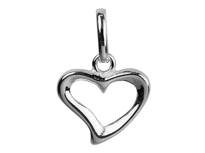Sterling Silver Pendant Open Heart Design And Oval Jump Ring - Standard Image - 1