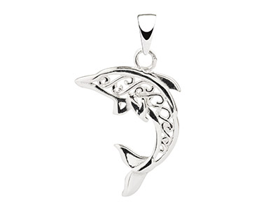 Sterling Silver Filigree Dolphin   Pendant
