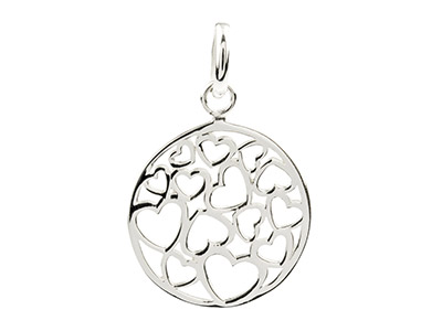 Sterling Silver Round Hearts       Pendant