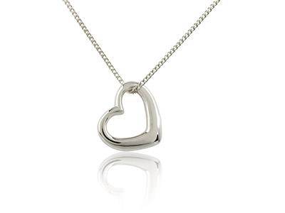 Sterling Silver Hanging Heart      Pendant On 1640cm Chain