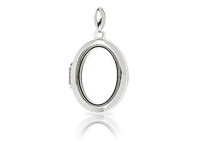 Sterling Silver Oval Window Locket  For Holding Precious Items, 21x16mm - Standard Image - 1