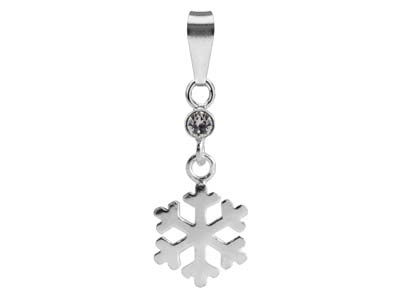 Sterling Silver Snowflake Design   Drop Pendant Set With              Cubic Zirconia - Standard Image - 1