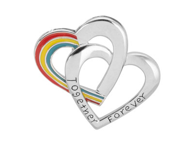 Sterling Silver Double Heart       Rainbow Pendant - Standard Image - 1