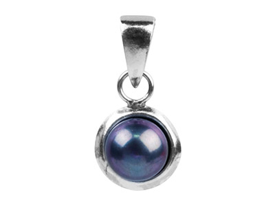 Sterling Silver Pendant Black      Fresh Water Button Pearl - Standard Image - 1