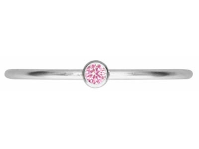 Sterling Silver October Birthstone Stacking Ring 2mm Pink             Cubic Zirconia - Standard Image - 2