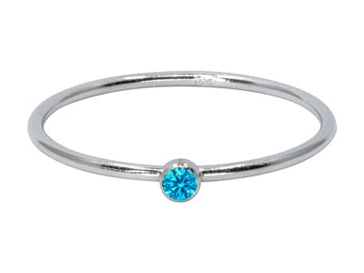 Sterling Silver December Birthstone Stacking Ring 2mm Swiss Blue        Cubic Zirconia - Standard Image - 1