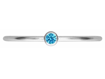 Sterling Silver December Birthstone Stacking Ring 2mm Swiss Blue        Cubic Zirconia - Standard Image - 2