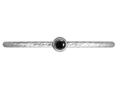 Sterling Silver Sparkle Stacking   Ring 2mm Black Cubic Zirconia - Standard Image - 2