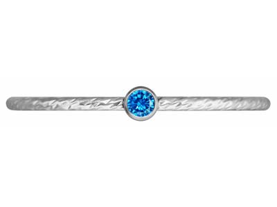Sterling Silver Sparkle Stacking   Ring 2mm Aqua Blue Cubic Zirconia - Standard Image - 2