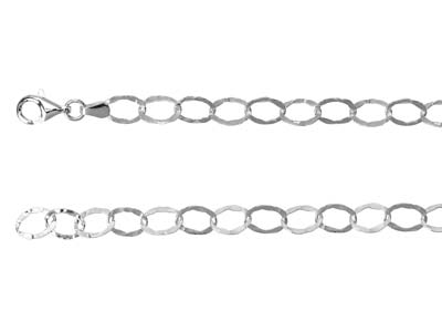 Sterling Silver 6.5mm Hammered Oval Trace Chain, 2050cm, 100         Recycled Silver