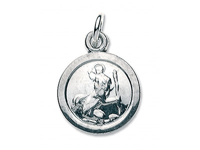 Sterling Silver St. Christopher,   Small Round - Standard Image - 1