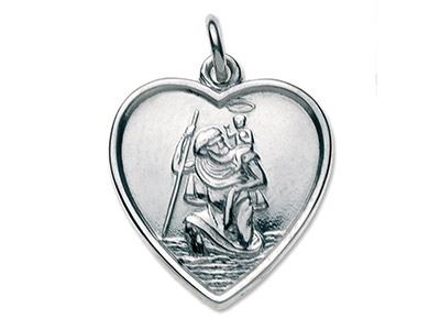 Sterling Silver St. Christopher,   Heart