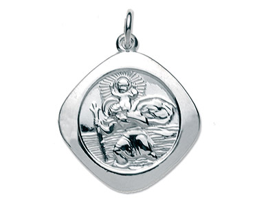 Sterling Silver St. Christopher,   Large Square, Reversible, Double   Sided - Standard Image - 3