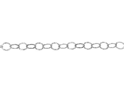 Sterling Silver 11.0mm Loose Round Trace Chain Hammered Links, 100   Recycled Silver