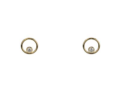 Gold Filled Circle With White       Cubic Zirconia Design Stud Earrings