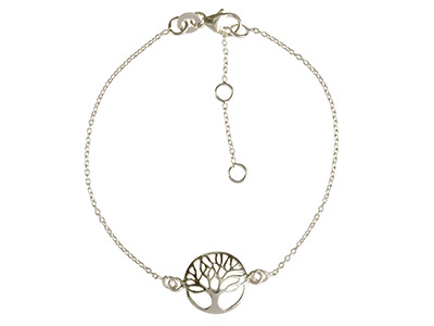 Sterling Silver Bracelet With Tree Of Life Locator, 7.519cm