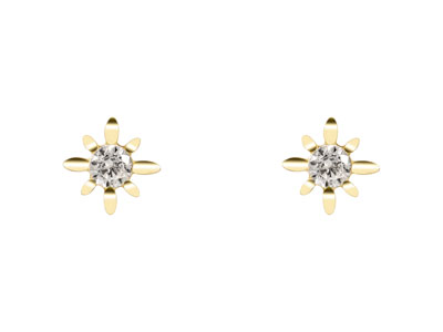 9ct Yellow Gold Celestial Design   Stud Earrings With Cubic Zirconia - Standard Image - 1