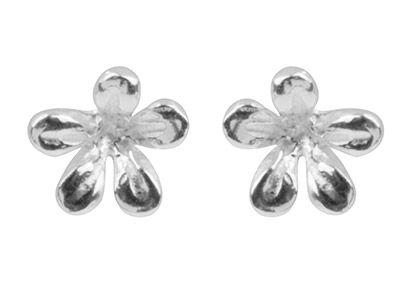 Sterling Silver Earrings Flower    Stud - Standard Image - 1
