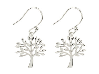 Sterling Silver Tree Of Life Drop  Earrings