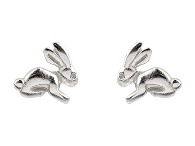 Sterling Silver Small Rabbit Stud  Earrings - Standard Image - 1