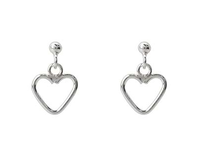 Sterling Silver Heart Design Drop  Earrings - Standard Image - 1