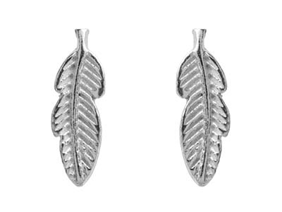 Sterling Silver Feather Design Stud Earrings - Standard Image - 1