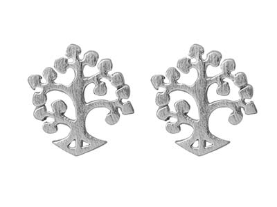 Sterling Silver Tree Of Life Design Stud Earrings
