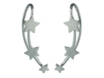 Sterling Silver Star Ear Climber   Earrings - Standard Image - 1
