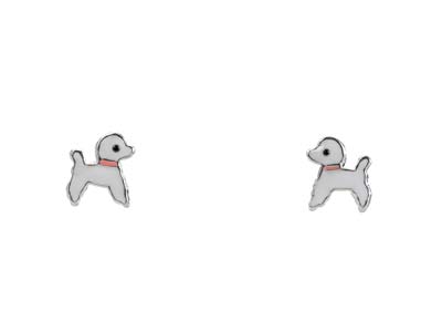 Sterling Silver Poodle Dog Design  Stud Earrings - Standard Image - 1