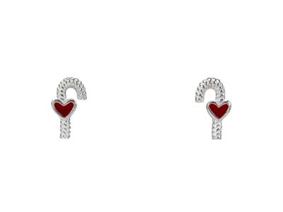 Sterling Silver Candy Cane Design  Stud Earrings