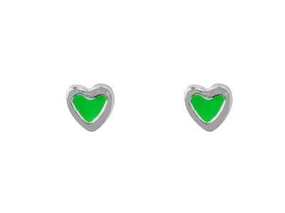 Sterling-Silver-Green-Enamel-Heart-De...