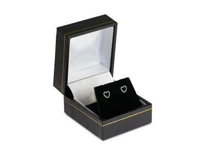 Sterling Silver Valentine's Day    Jewellery Heart Outline Stud       Earrings, With Display Box - Standard Image - 1