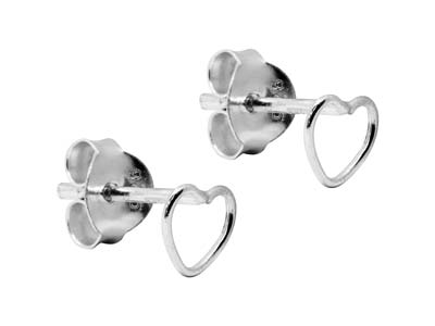 Sterling Silver Valentine's Day    Jewellery Heart Outline Stud       Earrings, With Display Box - Standard Image - 2