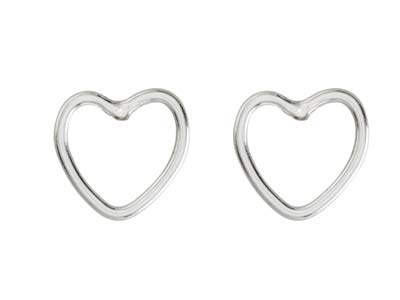 Sterling Silver Valentine's Day    Jewellery Heart Outline Stud       Earrings, With Display Box - Standard Image - 3