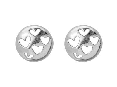 Sterling Silver Valentine's Day     Round Cut Out Hearts Stud Earrings, With Display Box - Standard Image - 3