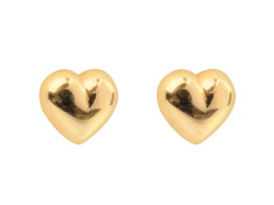 9ct Yellow Gold Plain Heart Stud   Earring, Valentine's Day Jewellery With Gift Box - Standard Image - 3