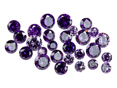 Amethyst Coloured Cubic Zirconia,  Round, 4,5,6mm, Pack of 28 - Standard Image - 1