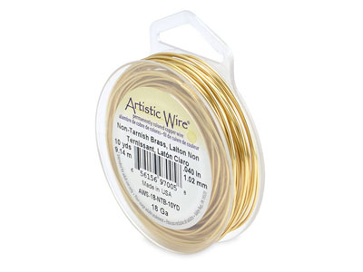 Artistic Wire, 12 Gauge (2.1 mm), Silver Plated, Gold Color, 10 ft (3.1 m)