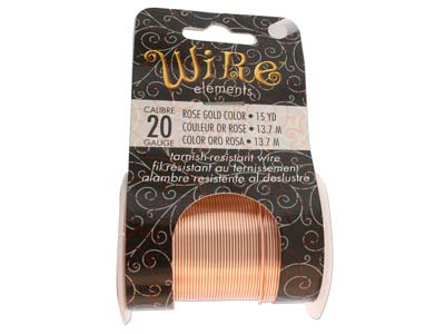 Wire Elements, 20 Gauge, Rose Gold Colour, Tarnish Resistant, Medium  Temper, 15yd/13.72m - Standard Image - 1