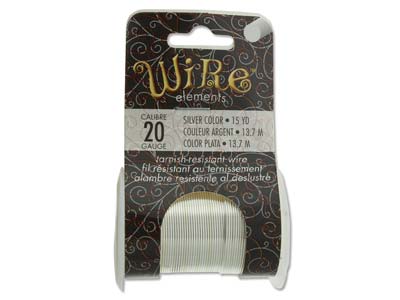 Wire Elements, 20 Gauge, Silver    Colour, Tarnish Resistant, Medium  Temper, 15yd/13.72m - Standard Image - 1
