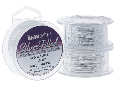 Beadsmith Silver Filled Wire 26    Gauge 39.25ft Half Hard Round 6%   Fine Silver On Brass - Standard Image - 1