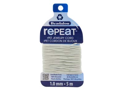 Beadalon rePEaT 100% Recycled      Braided Cord, 8 Strand, 1mm X 5m,  Cloud - Standard Image - 1