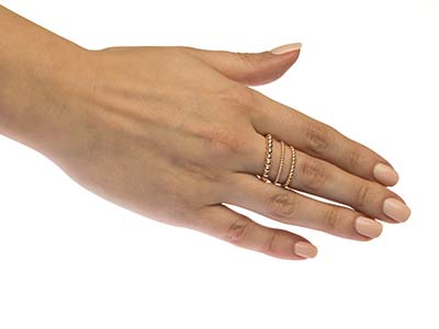 Rose Gold Filled Beaded Ring 2mm   Size Q - Standard Image - 4